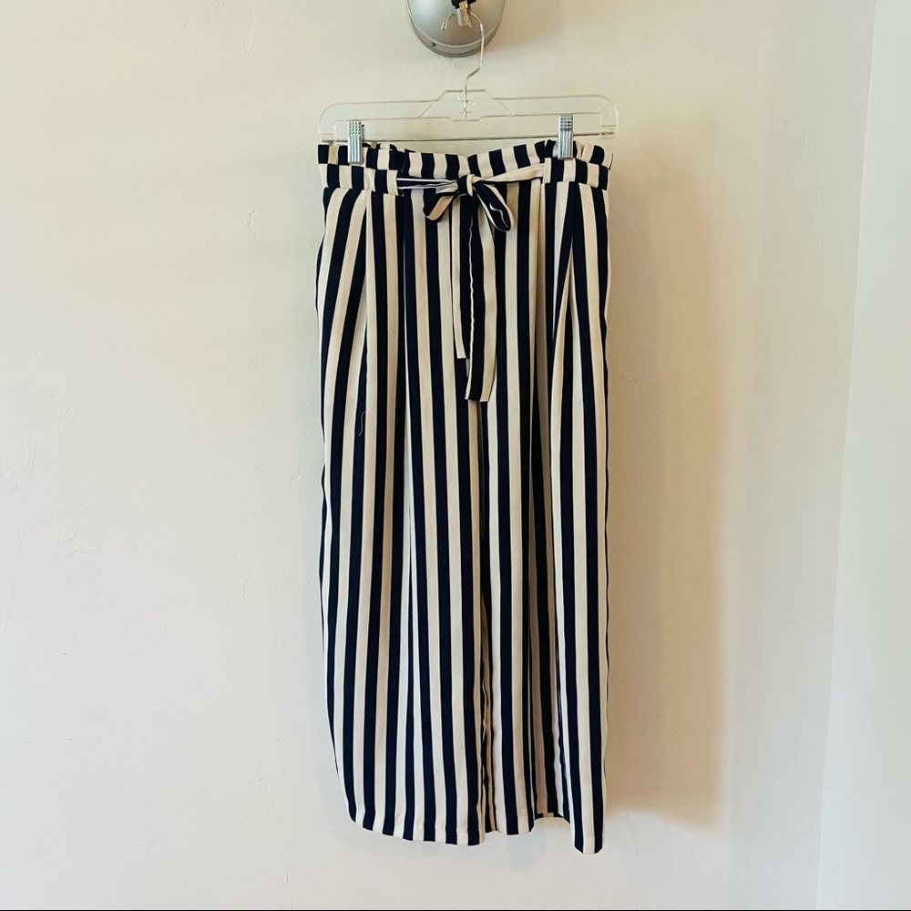 Zara Sz M Cropped Palazzo Pants w Pockets Nautucal/Preppy/Summer